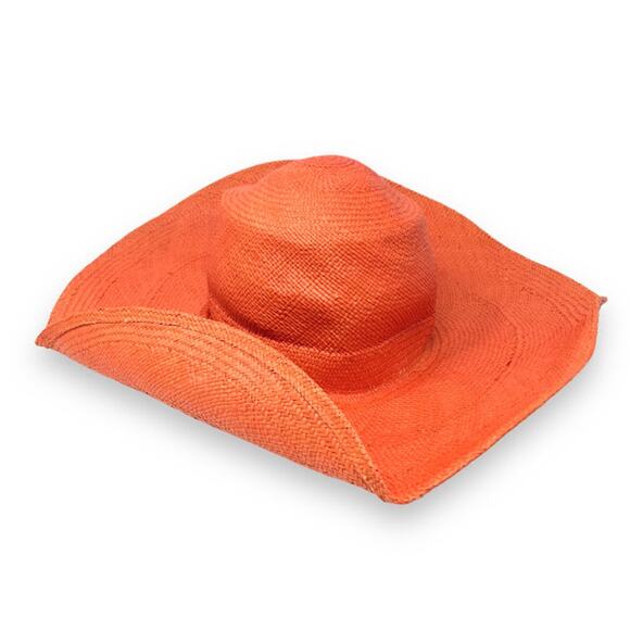 Gladys Tamez Millinery Poly Bucket Straw Hat S Rope Band Handmade Panama Orange - Picture 3 of 5